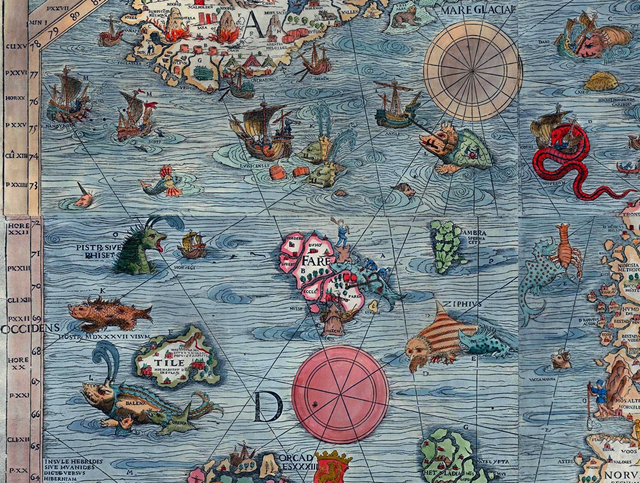 Cropped section of Olaus Magnus "Carta Marina"
